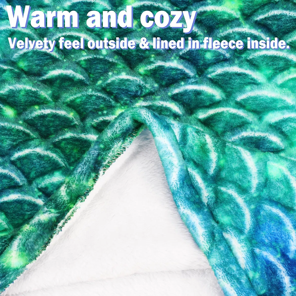 Catalonia Classy Meerjungfrauen schwanz Decke, weicher warmer Plüsch Fleece Schlafsack Kuscheldecke, 155 x 50 cm Fischschuppenmuster, Sternenhimmel