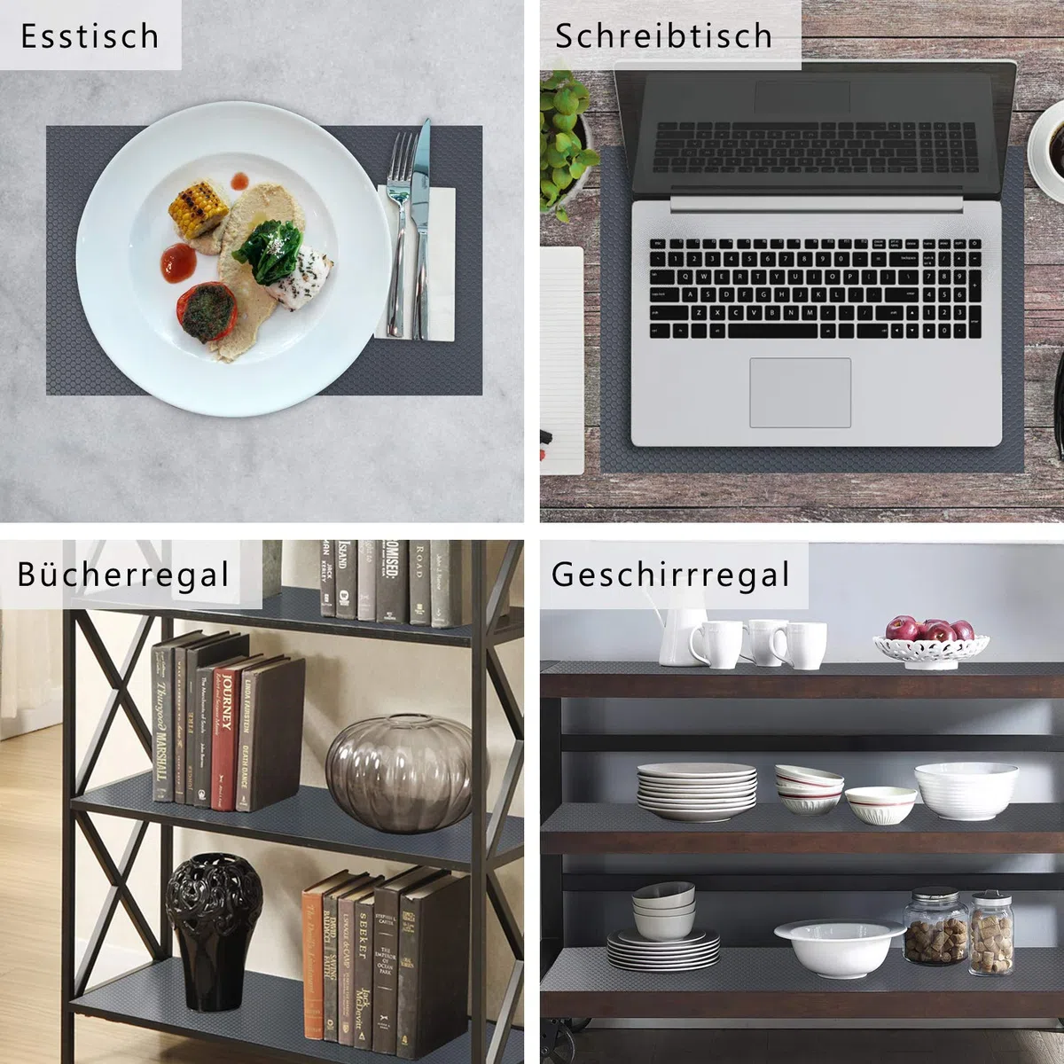 Shelf Liner Küchenschubladenmatten, nicht klebende EVA-Material-Kühlschrankauskleidungen mit wasserdichtem, haltbarem Kühlschranktisch Tischsets für Schrank, Schubladenauskleidung (Grau, 30cmx150cm)