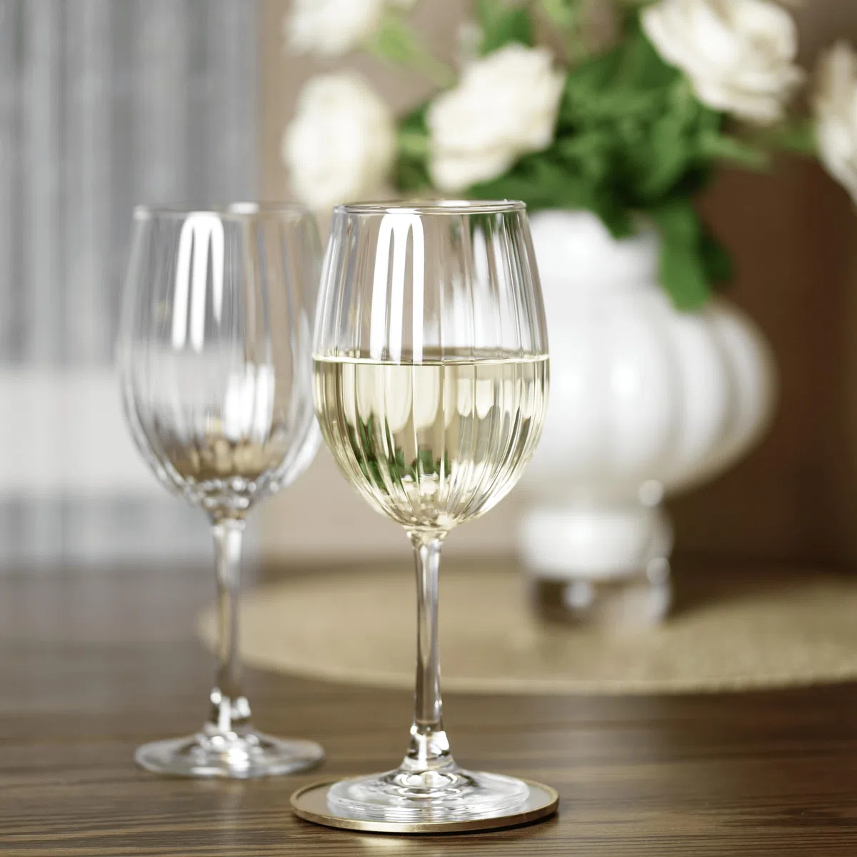 Sendez 4er Set Weingläser 460 ml – Elegante geriffelte Gläser, hochwertiges Glas, spülmaschinengeeignet – Perfekt für Rotwein, Weißwein & stilvolle Anlässe