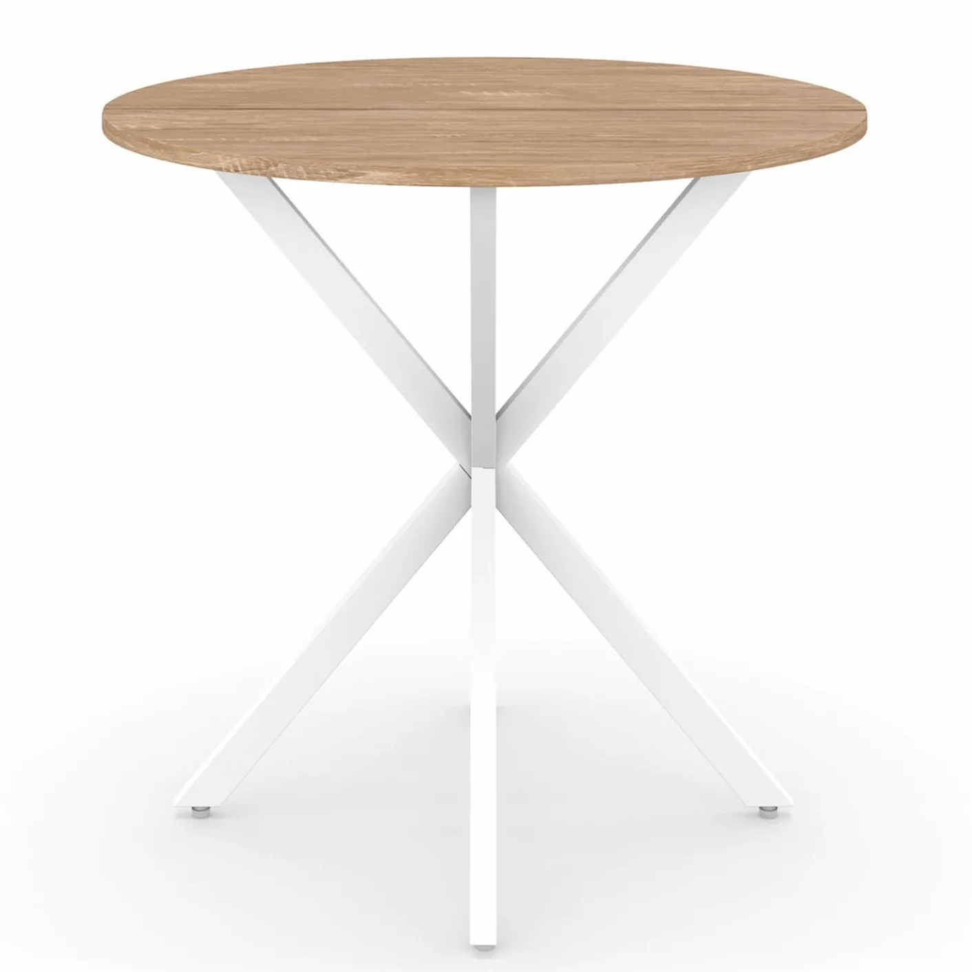 IDMarket - Table à Manger Ronde ALIX 2-4 personnes pied araignée Bois et Blanc 80 cm