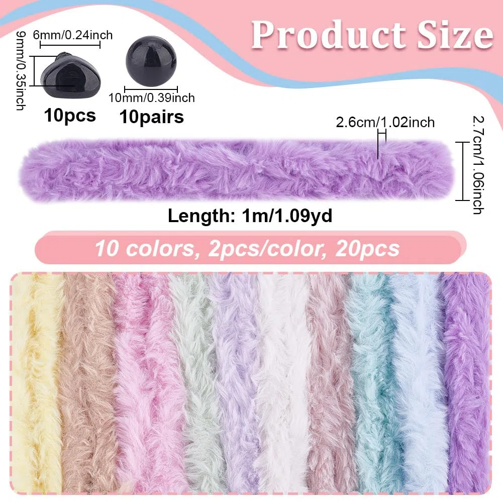 NBEADS 20 Stück Jumbo Chenille Pfeifenreiniger, 100x2.6cm Pfeifenputzer zum Basteln Set Chenilledraht Basteldraht mit Mini-Augen und Nasen für DIY Projekte Craft Dekorationen, 10 Farben