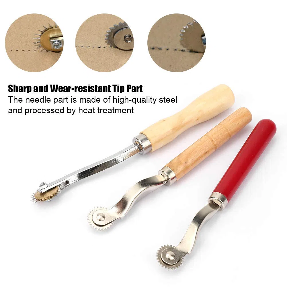 3 Stücke Holzgriff Tracing Stoff Handwerk Nährad DIY Leder Papierrad Stoff Handwerk Nährad Stichmarker Schneidwerkzeug