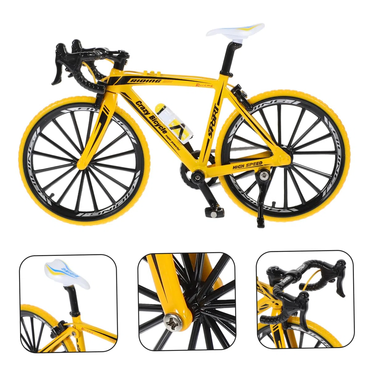 Veemoon Miniatur Fahrradmodell Aus Langlebiger Legierung Kreative Simulation Eines Rennrades Gelb Für Sammler Dekoration Für Zuhause Und Büro