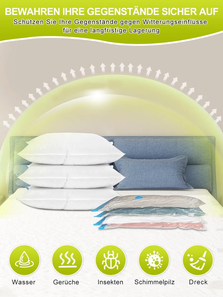 Vakuumbeutel für Kleidung mit Elektrischer Luftpumpe, PARPAT 10 Stück (3 Jumbo 100x80cm &3 Groß 80x60cm &2 x Mittel 70x50cm &2 Kleine 60x40cm), Durchsichtig für Reisen, Kissen Bettdecken Aufbewahrung