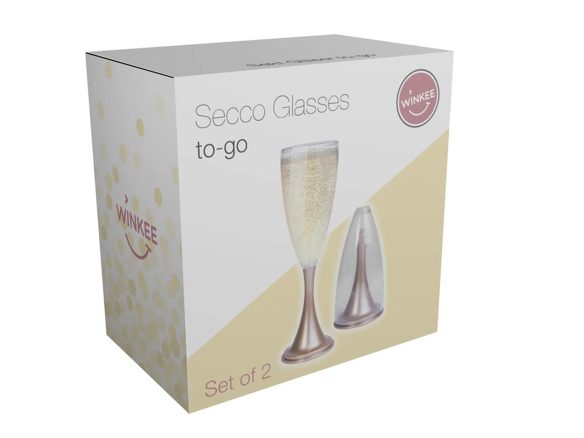 Winkee- Sektgläser to go 2er Set | Kompaktes Sektglas für jeden Anlass | Camping Secco-Gläser | Sektbecher | Campinggläser & Festivalzubehör | Geschenk für Sektliebhaber | Hochwertig