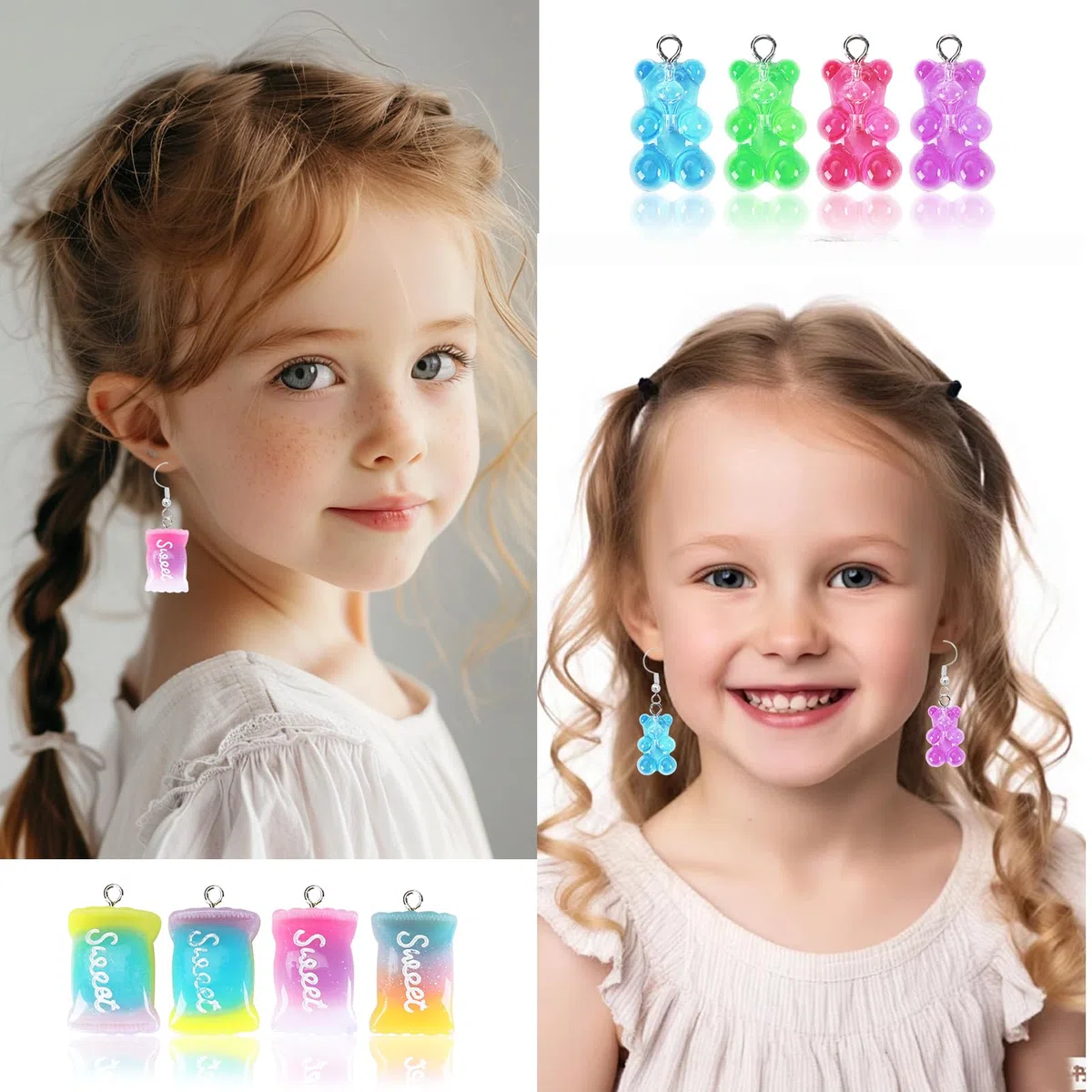 UCAMP 161 Stück Charms Anhänger Set，Schmuck Selber Machen Set,Geschenke für Mädchen,Schmetterling Gummibärchen Halskette,Anhänger aus Harz für Ohrringe Armband Halskette Schlüsselanhänger