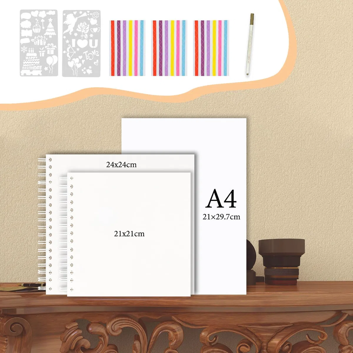 Fotoalbum zum Selbstgestalten und Einkleben 24x24cm, DIY Scrapbook Album 80 Seiten Spiralalbum Fotobuch, Fotoalben Gästebuch Für Geburtstag Hochzeit (Weiß)