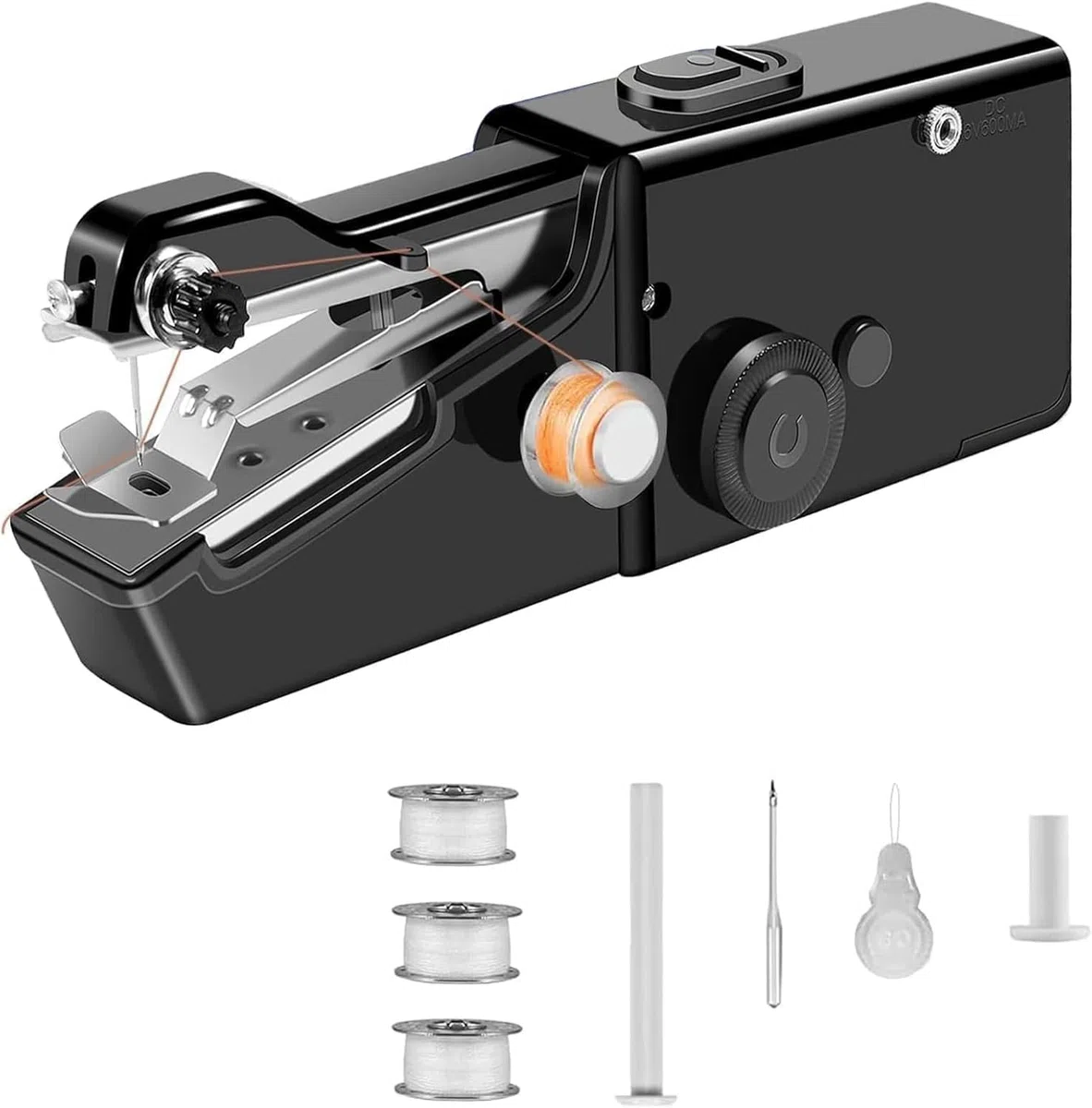 Handnähmaschine, Tragbare Mini-Nähmaschine, Kabellose Tragbare Elektrische Handnähmaschine Mit Nähzubehör für Anfänger, Schnell Zu Nähen Geeignet,für Kleidung,Stoffe,Cutains,Home Travel(schwarz)