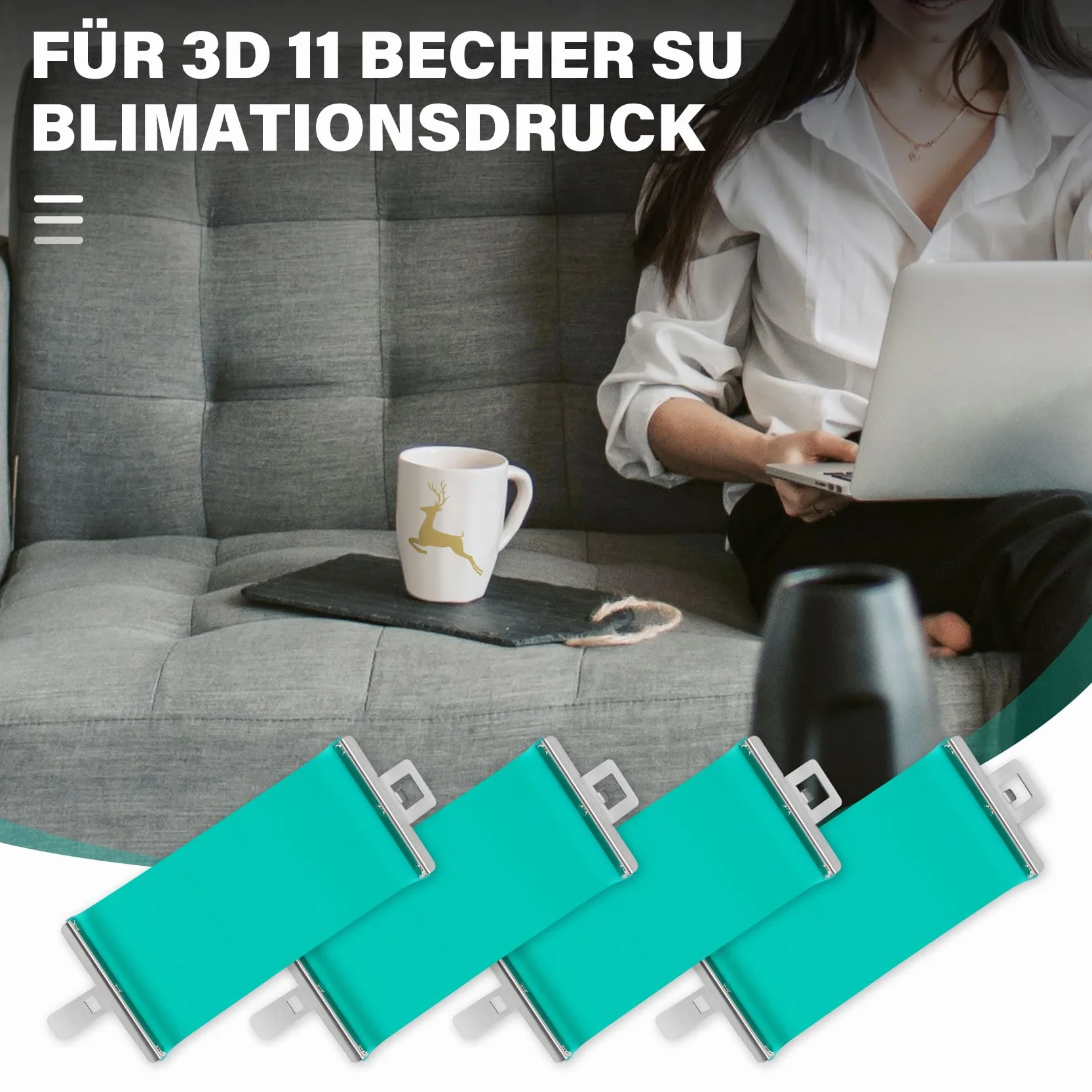 Jevina 4 Stück Silikon Becher Wrap für 11OZ Sublimationsbecher, Hitzebeständig, Wiederverwendbar, Sublimation Rohlinge, Silikon Form Sublimationsfolie Mug Wrap für Sublimationstassen