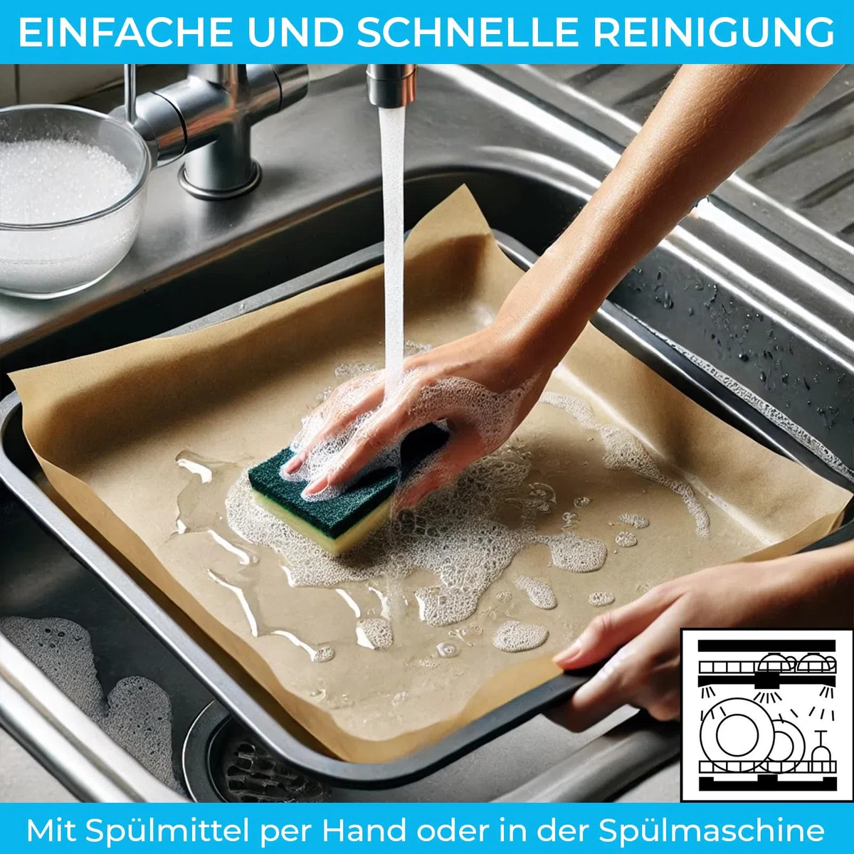 Dauerbackfolie (8er Set) - Premium Wiederverwendbares Backpapier - Dauerbackmatte für Kastenform und Springform - Hitzebeständig, Zuschneidbar, Antihaftbeschichtet, Spülmaschinenfest (8 Stück)