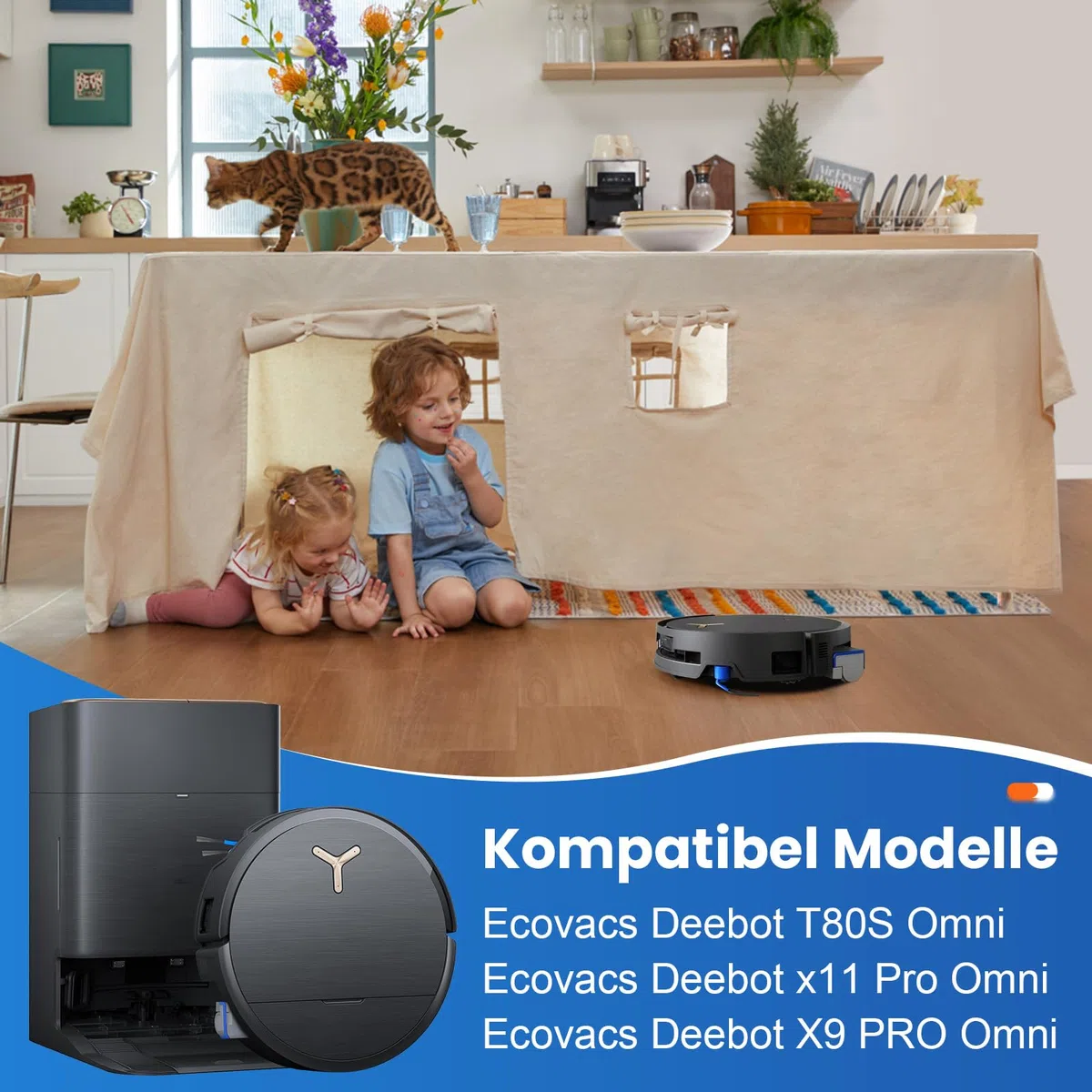 21 Stück Zubehör für Ecovacs Deebot X9 PRO Omni / X11 PRO Omni / T80s Omni Saugroboter, Ersatzteile mit 1 Hauptbürste, 6 Staubbeutel, 2 Wischwalze, 4 Filter, 6 Seitenbürsten, 1 Reinigungsbürste
