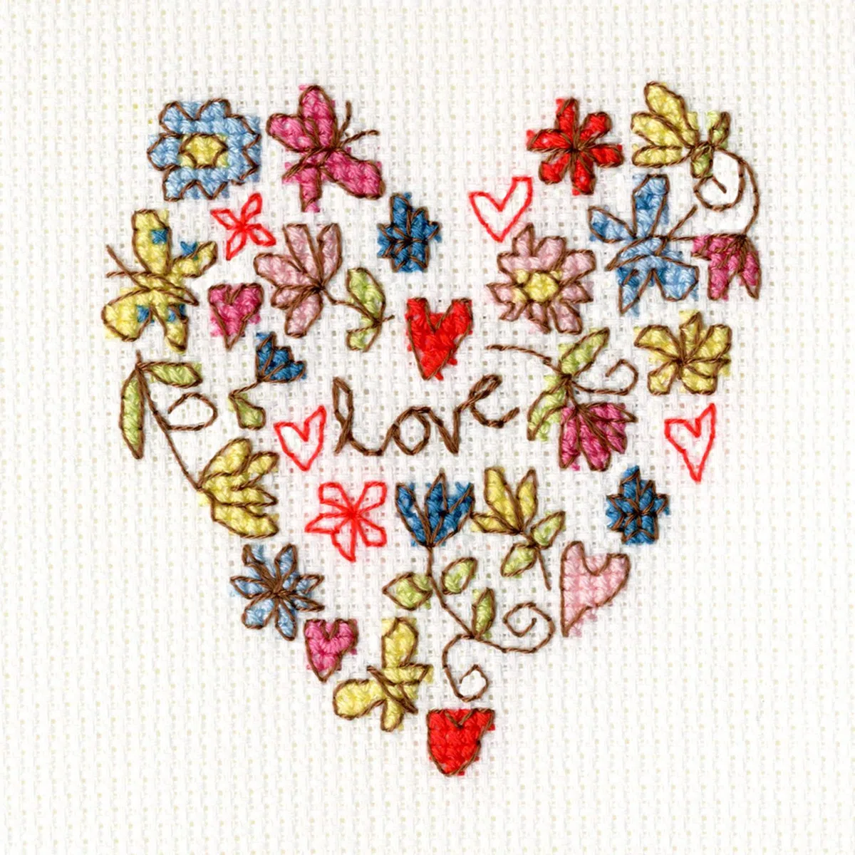 Bothy Threads Grußkarte Kreuzstich-Set Sweet Heart Karte, 10x10cm, XGC1, Zählmuster