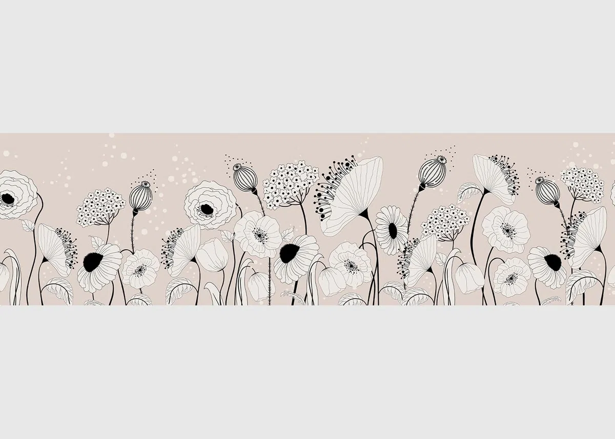 AG Design Selbstklebende Bordüre Abstraktionsblumen, AWB 8410 | Wasserfest Dekoration für Wände, Möbel, Tapeten, Wandverkleidungen und Türen, Folie, Mehrfarbig | Breite 500 cm x Höhe 13.8 cm