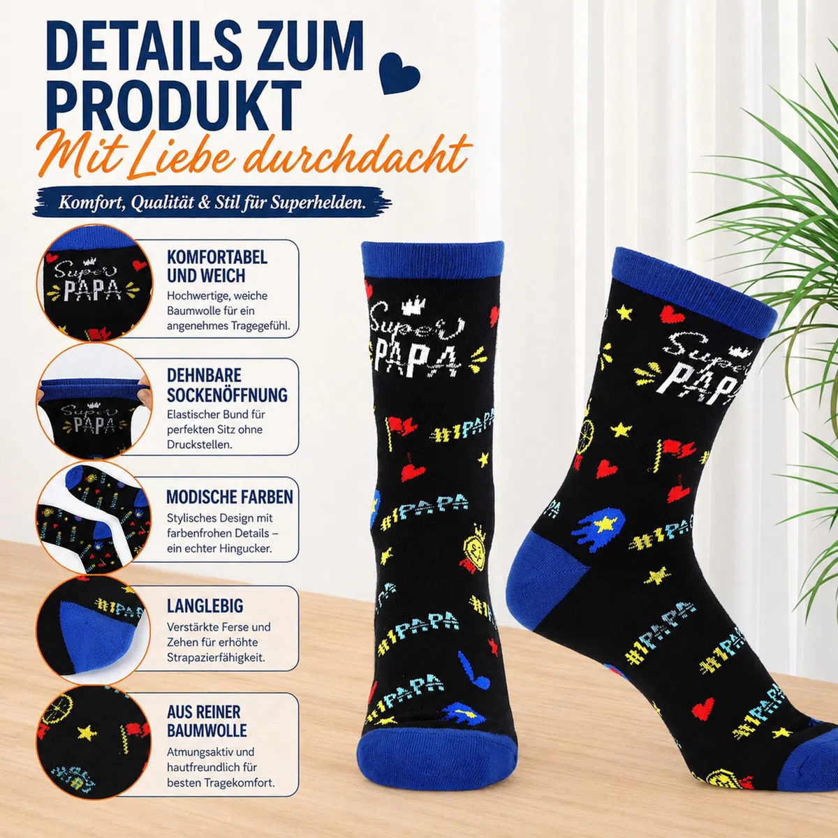 Bester Papa Geschenkset mit 13-in-1 Multitool und personalisiertem Zollstock, Vatertagsgeschenk für Papa mit Socken, Schlüsselanhänger und Karte