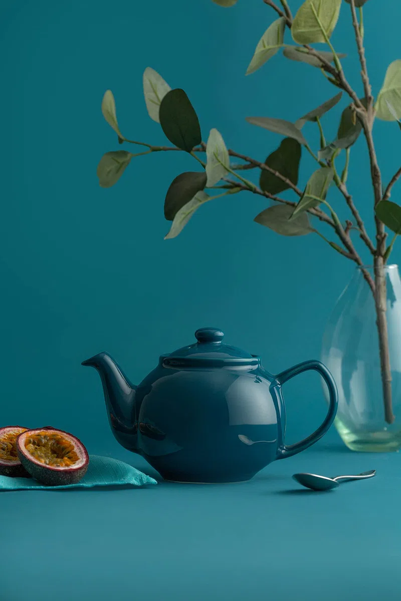 Price & Kensington Englische Teekanne für 2 Tassen, aus hochwertigem Steingut, Teekännchen mit Glanzglasur, petrol, mikrowellen- und spülmaschinenfest, Vintage Teebereiter