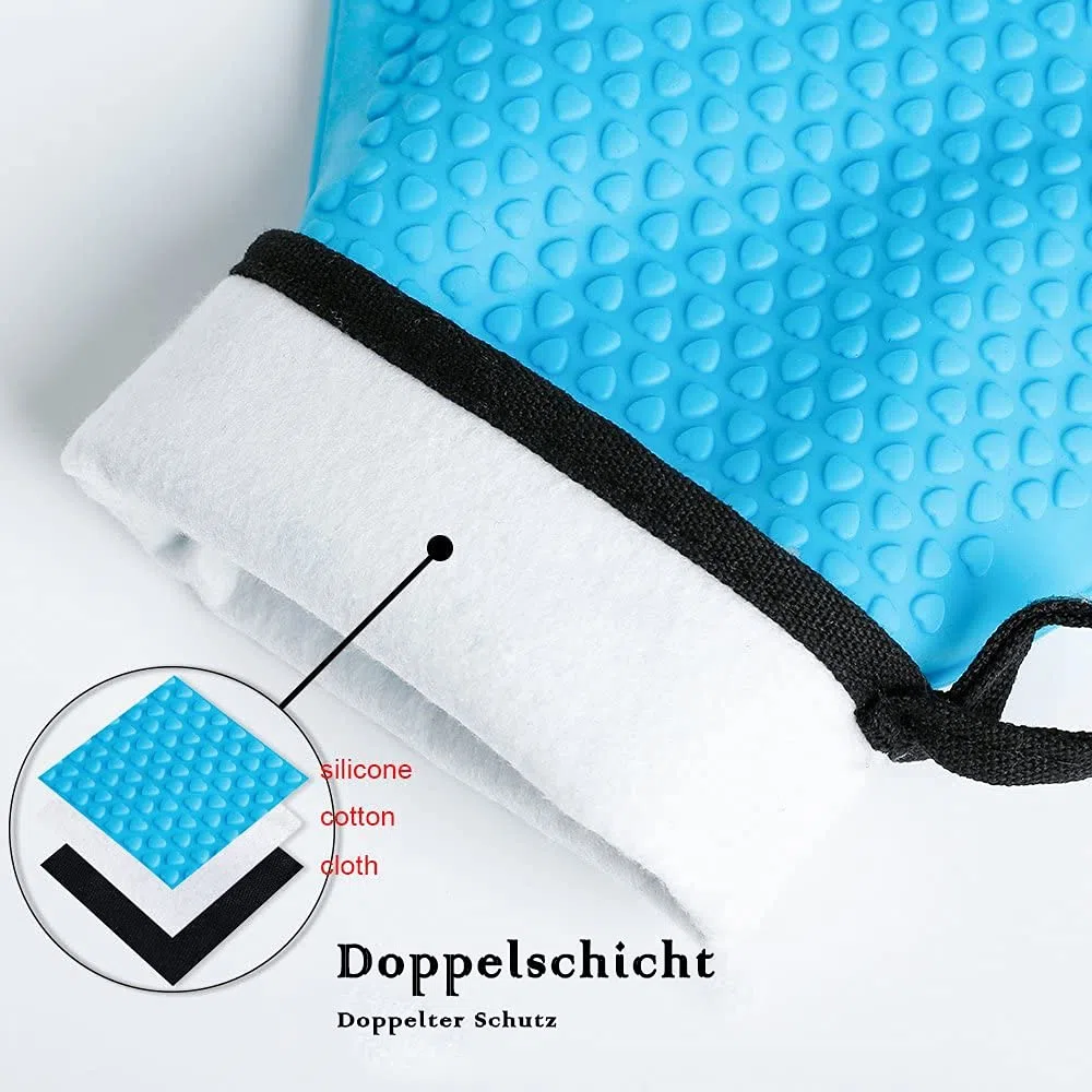 Grillhandschuhe – Doppelschicht Backhandschuhe aus Silikon und Baumwolle - Hitzebeständige Handschuhe/Ofenhandschuhe/Kochhandschuhe/Flexible Küchenhandschuhe - Perfekt zum BBQ Backen