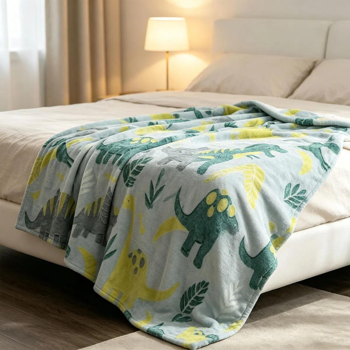 Decke Leuchtet im Dunkeln Kinderdecke Dinosaurier Weltraum Fußball Bagger Kuscheldecke Leuchtende Decke für Kinder Jungen und Mädchen Kuschelig Warme Geschenk Deck (Dinosaurier, 130x150cm)