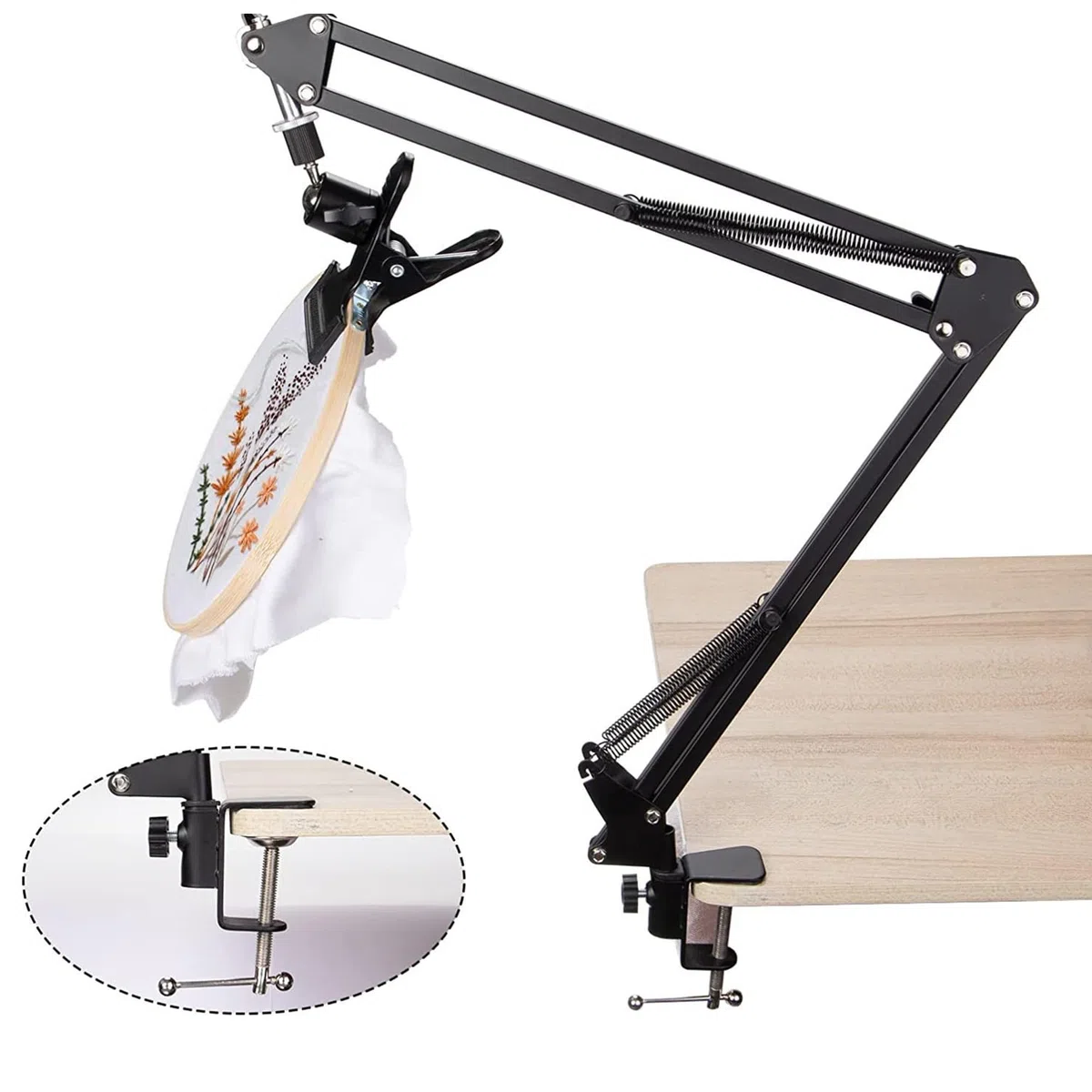 WDEC Sticktischständer Set Loch Handstickständer, Anleitungsfolder, Embroidery Table Stand Kit Hand Embroidery Stand Folding Cross Stitch, Stand Clamp Hand Embroidery Hoop Holder
