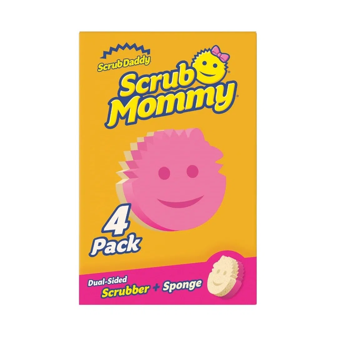Scrub Daddy Scrub Mommy Putzschwamm, Topfreiniger Küchenschwämme, Putzmittel mit Texturveränderung, kratzfreier Spülschwamm, geruchsresistenter Smiley Schwamm, Geschirrschwamm - 4er Pack Assortiert