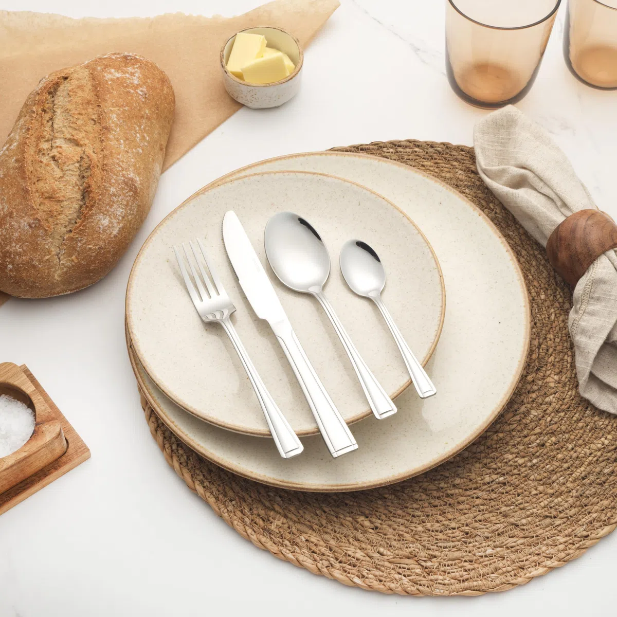Salter BW031402EU7 BW031401HSMFOB Elegance Buxton 24-teiliges Besteckset, Edelstahl, 15 Jahre Garantie, Aluminium