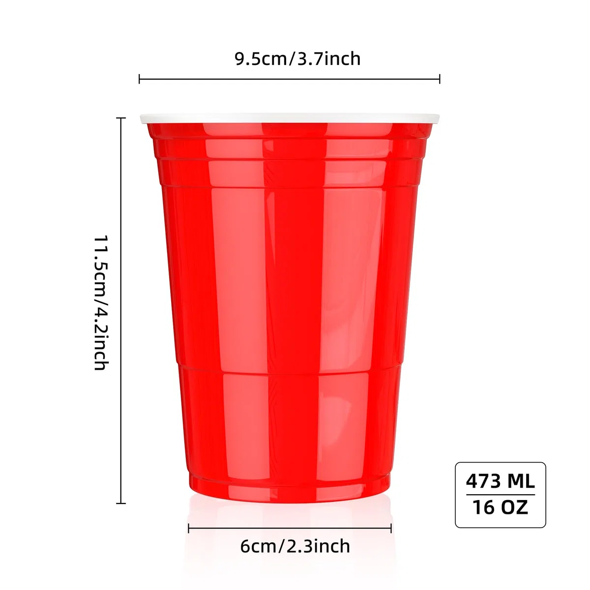 AOLUXLM Plastikbecher, Original American Red Cups 100 Stück Mehrweg Partybecher Set, Becher Plastik 473ml 16oz Getränkebecher für Party Geburtstag Hochzeit