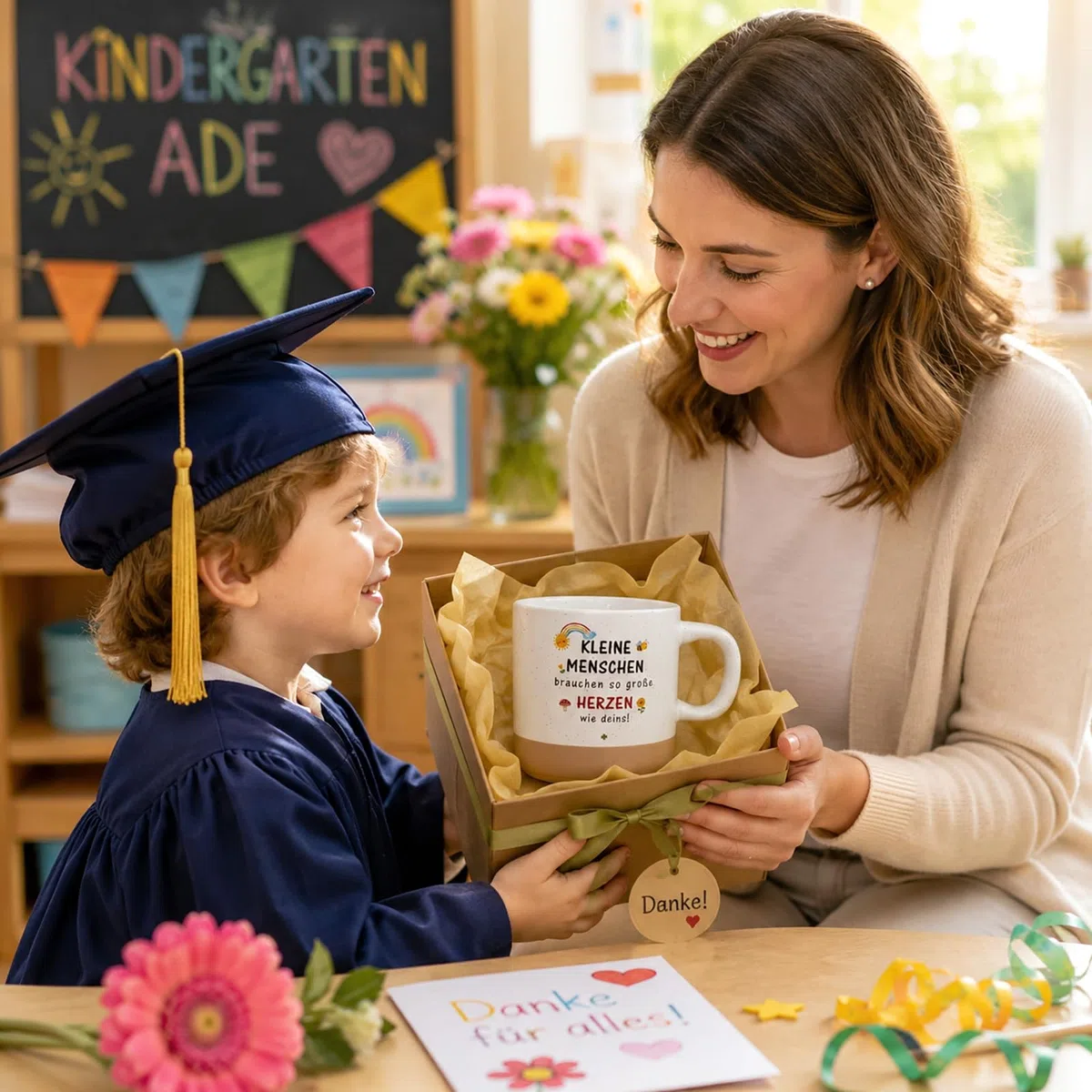 Erzieherin Geschenk Tasse, Geschenk Lehrerin, Abschiedsgeschenk Erzieherin, Abschiedsgeschenk für Erzieher zum Kindergarten，Dankeschön-Geschenk mit Spruch