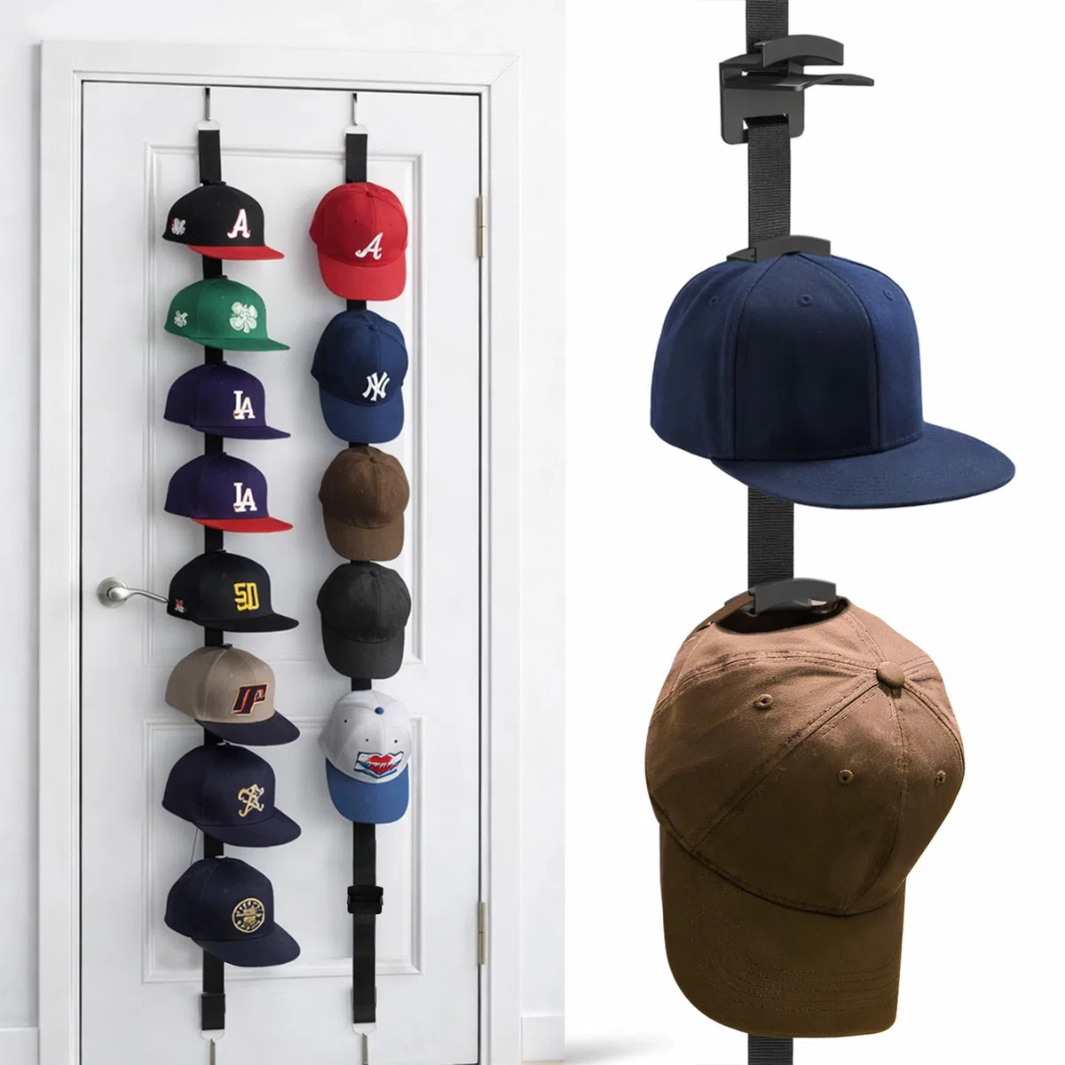 QUELIEN Cap Halter für Tür, Baseballkappen Organizer zum Aufhängen über der Tür, verstellbarer Kappenhalter ohne Bohren mit Display Haken, Hutablage für Schrank und Schlafzimmer, 1 Stück