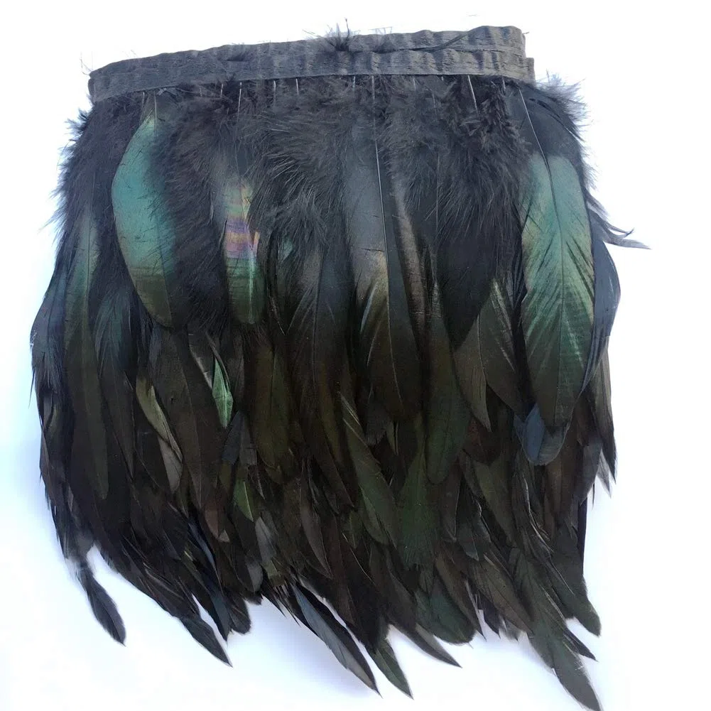 Sowder Federborte mit Fransen, 12–17 cm breit, ca. 4,5 Meter Schwarz