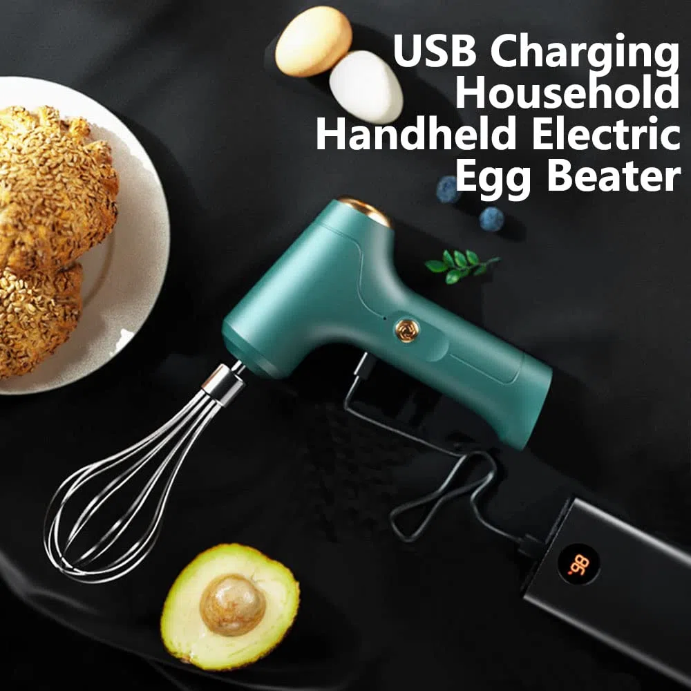 Elektrischer Schneebesen, Tragbarer Handmixer USB Wiederaufladbare Handheld -Eierschläger für Schlag, Mischen, Pudding (Weiß)