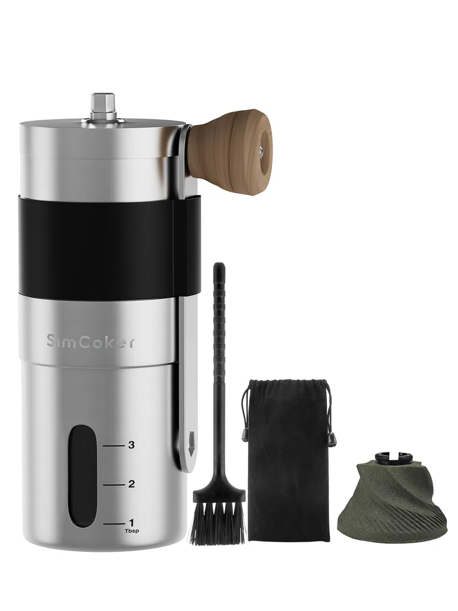 Kaffeemühle Manuell,Keramikmahlwerk mit 20 g Fassungsvermögen,Einstellbare Mahlgrad Einstellung,Hand Kaffeemühle für Outdoor und Camping,304 Edelstahl