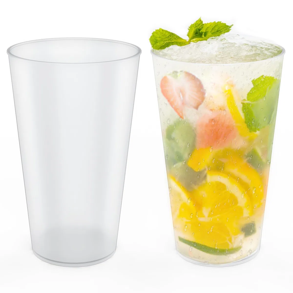 AOLUXLM 50 Stück Partybecher Set, Trinkbecher Bruchsichere Mehrwegbecher für Getränkepartys, Geburtstag, Hochzeit - 480 ml / 16 OZ (Voll Gefüllt) Mattierte Plastikbecher