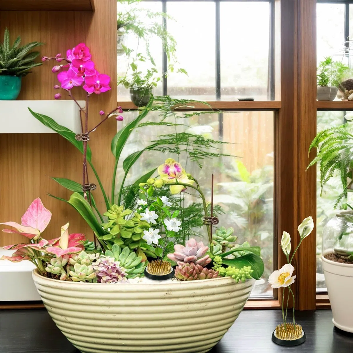 4 Stück Kenzan, Blumenigel, Runder Ikebana, Steckigel mit Gummidichtung, Edelstahl Hanataba Blumenhalter Geeignet für Blumenarrangements Blumenläden Büros Gärten Teestuben (23mm/34mm/40mm/50mm)