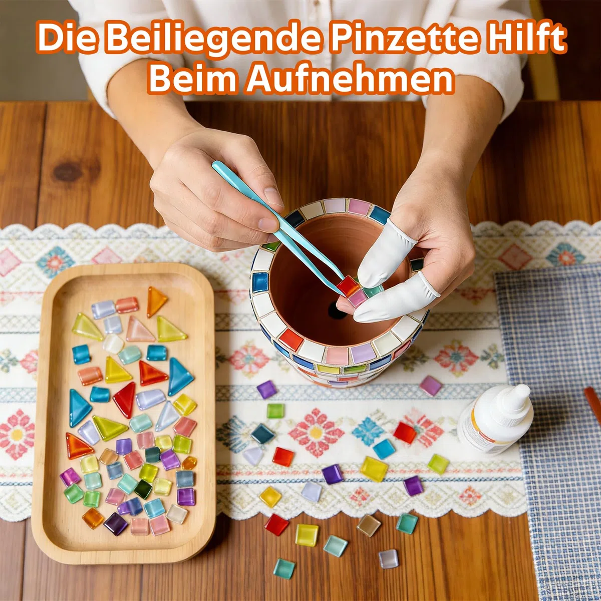 Sheryl&Rain 900 g Mosaikfliesen, Mosaiksteine zum Basteln Set, Quadrat&Unregelmäßige, mit Pinzette, Kristall Glasmosaiksteine, Mini Mosaik Steine Bunt für DIY Kunstprojekte, Mosaikdekorationen
