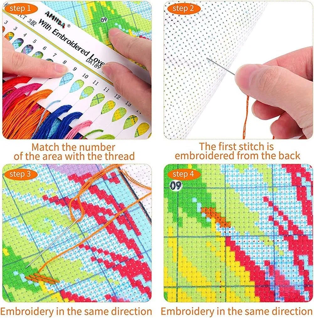 Brennora Stickpackungen Vorgedruckt Set Auto in der Natur 11CT Erwachsene Anfanger Kreuzstich Stickerei Starter Set DIY Stickbild Heimdekoration 40x50cm