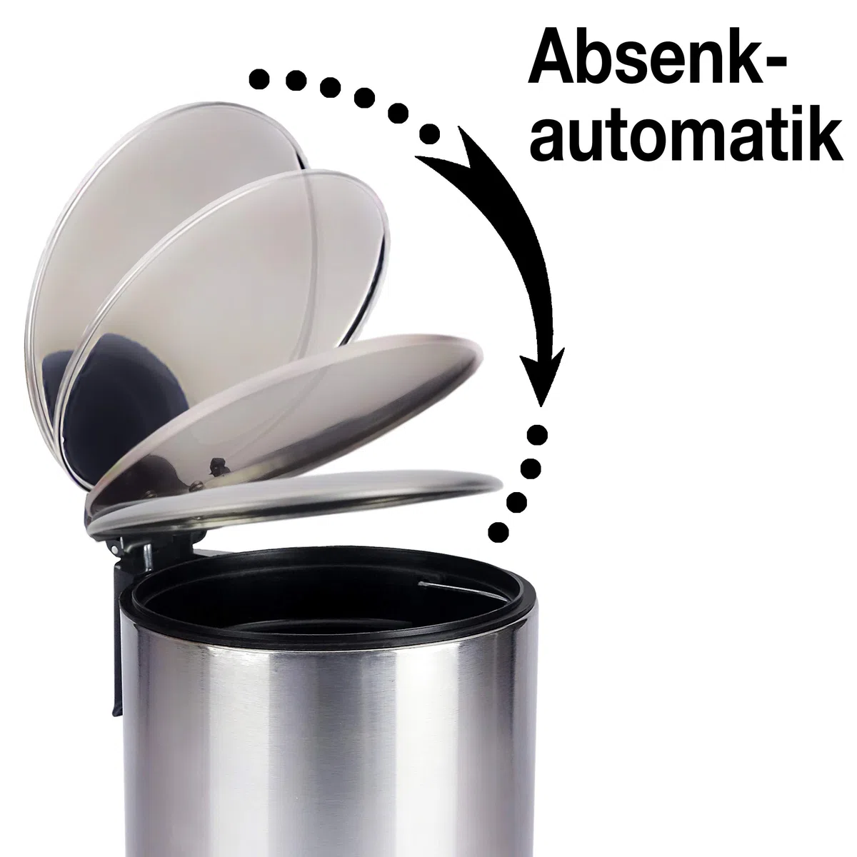 Kosmetikeimer Bad 3l Edelstahl Absenkautomatik | Bad Mülleimer Badezimmer | Abfalleimer Bad Silber Kosmetikmülleimer | Badmülleimer Chrom | Kosmetikeimer Metall klein | 3 Liter Badmüllereimer