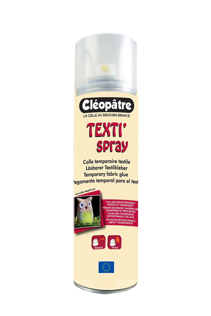 Cléopâtre Sprühkleber, repositionierbar, für Textilien und Stoffe, transparent, wiederverwendbar, 250 ml