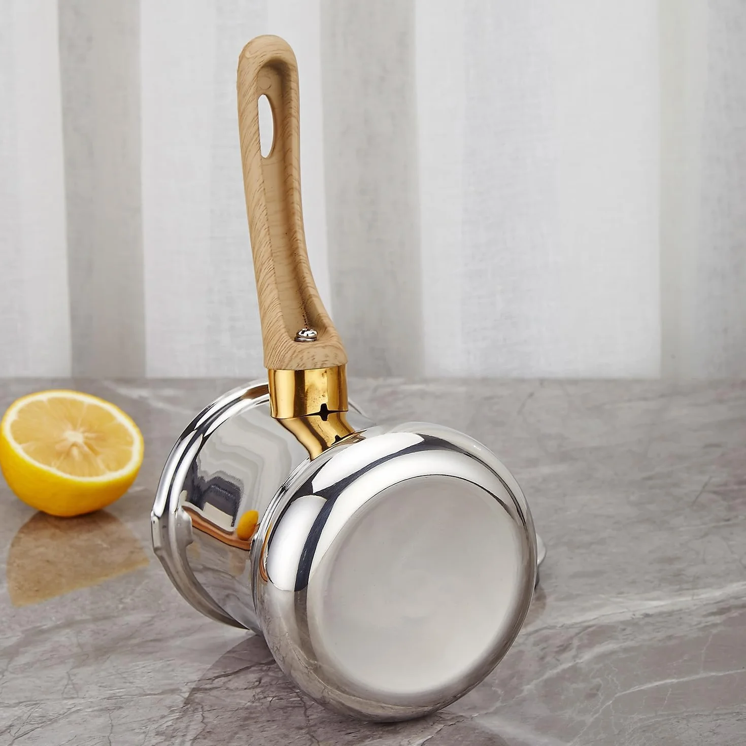 SANQIAHOME 24oz / 720ml Schwerlast Edelstahl Türkische Kaffeekanne und Butter Schmelzen Mini-Topf mit Schnabel und Deckel Cezve-Kaffeekanne