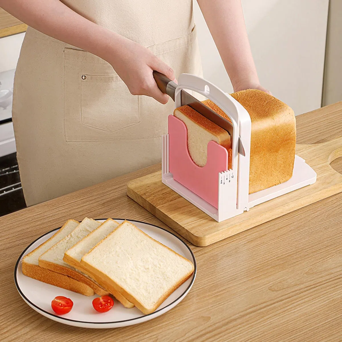 Brotschneider, ABS-Bagelschneider, Brotschneider, zusammenklappbar, manueller Handschneider, für Küche, Toastschneider, Backzubehör und Sandwich-Toastbraten
