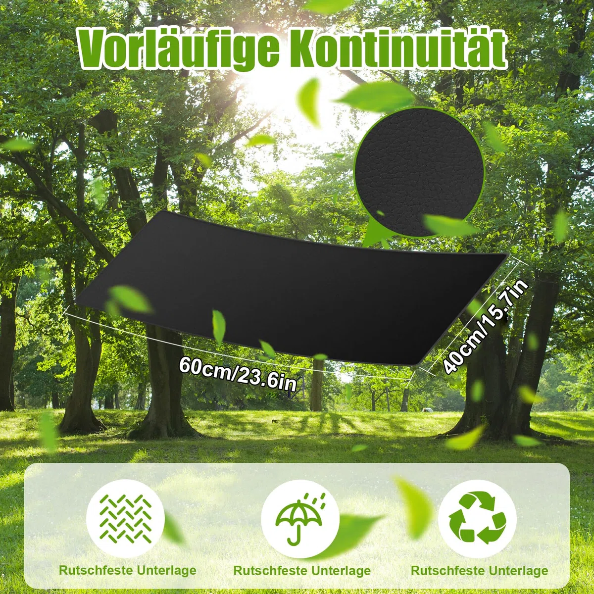 Erdungsmatte Mit EU Sicherheitserdungsdraht,Grounding Mat für die füße Set für verbesserten Schlaf,de Stress,Gleichgewicht Energie und verbessern den Schlaf durch Erdung(60 * 40cm) (schwarz)