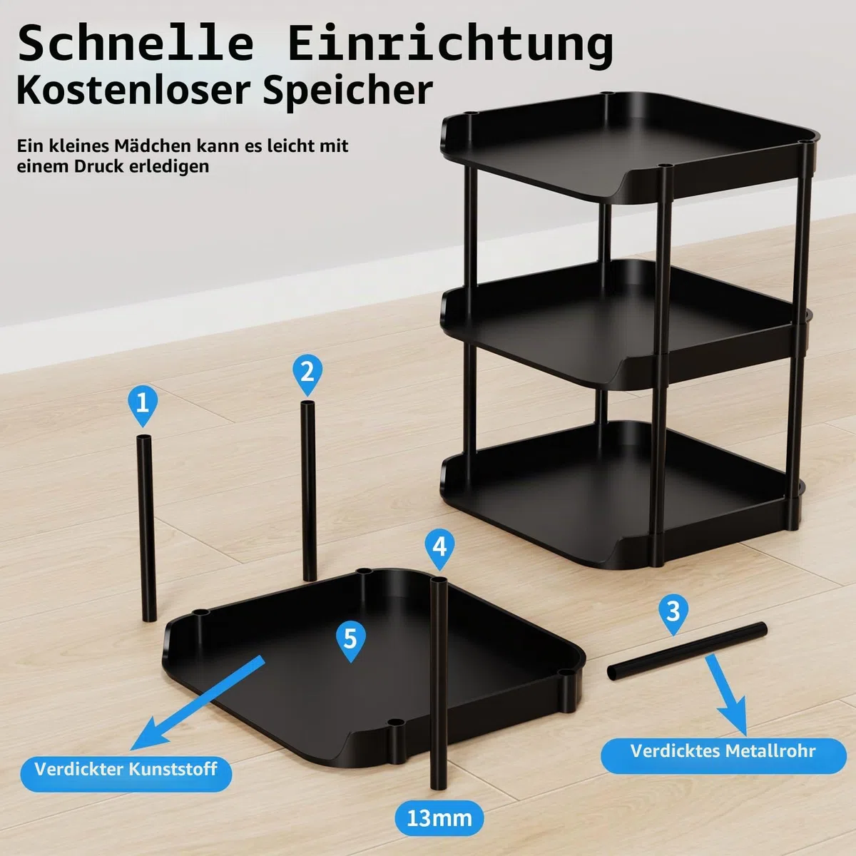 6 Ebenen Schmal Schuhregal, Mehrschichtiges Hoch Schuhregale Platzsparend, Stapelbar Klein Standregal, Vertikales Plastik Regal, Shoe Rack für Treppe, Flur, Küche, Schlafzimmer, Schwarz