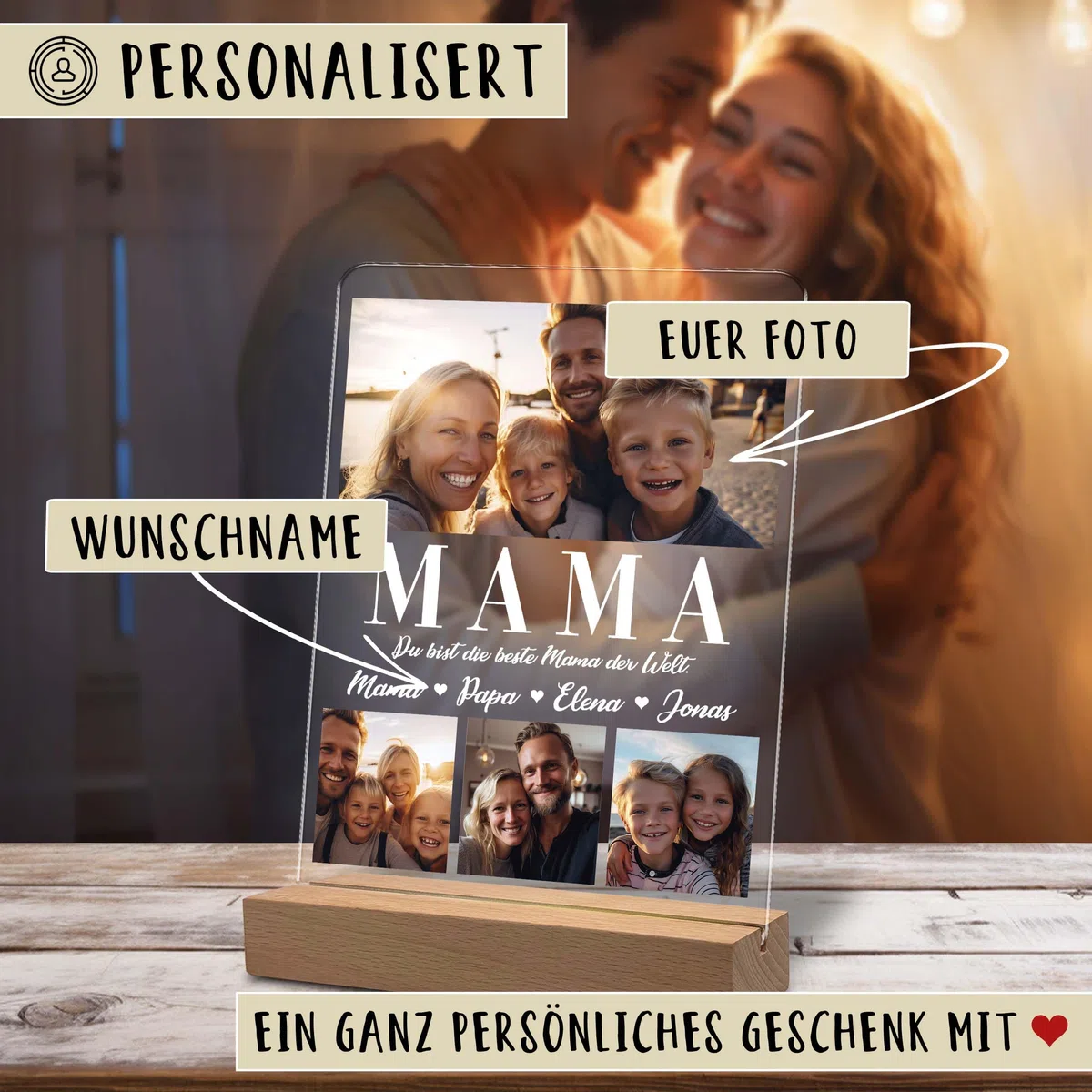 Yuweli Fotogeschenke | Personalisierte Geschenke für Mama | Geschenk für Mum | Mutttertag Geschenke mit eigenem Foto | Geburtstagsgeschenk für Mama | Acrylglas