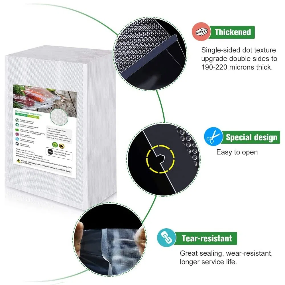 Accenter Vakuumierbeutel 20x30cm/100 Beutel 210 Microns Profi Vakuumierfolie für Vakuumierer & Lebensmittel Vakuumiergerät, BPA-frei, Sehr Stark, Kochfest, Sous Vide geeignet, Wiederverwendbar