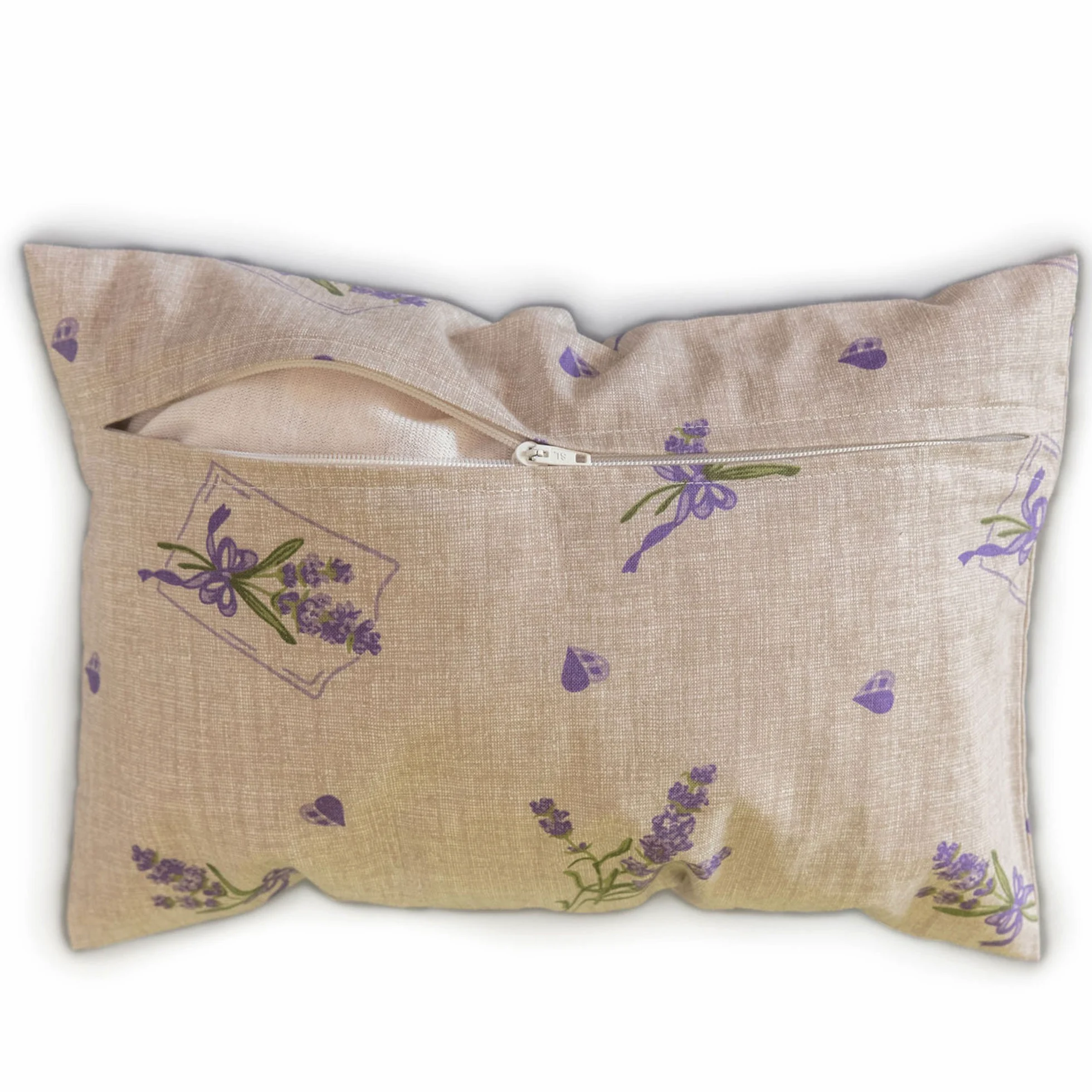Lavendelkissen 30x20cm, Sorgenfrei + Bio Inlett natur - Bio-Lavendelblüten - Duftkissen Kräuterkissen
