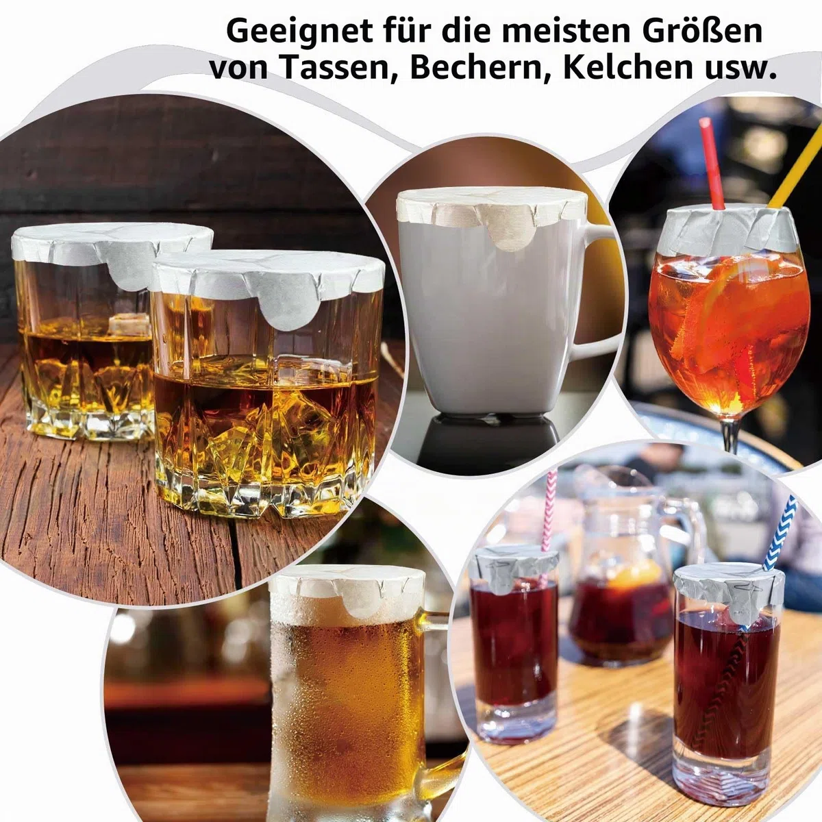 Getränkeabdeckungen für Alkoholschutz, 10 cm Becherabdeckungen für Frauen, Trinksicherheit, Klebefolie, Weinglasabdeckung, Aufkleber, Getränkeschutz für Bar, Party, Picknick (100 Pieces)