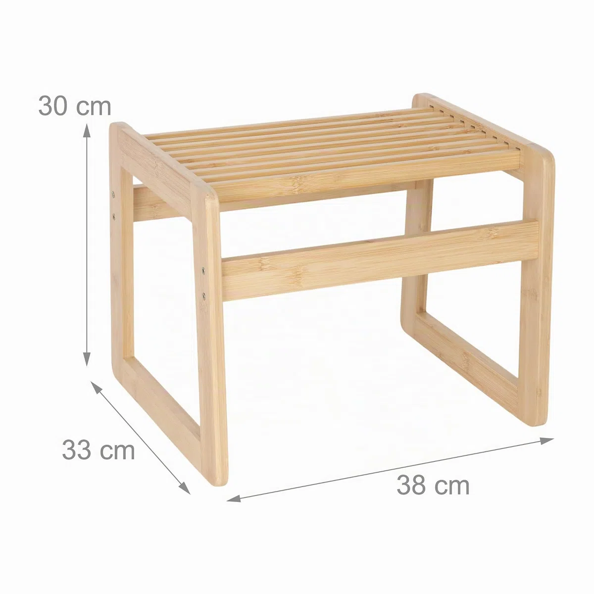 Relaxdays Badhocker, Bambus, kompakt, offene Bauweise, Saunahocker, HxBxT: 30 x 38 x 33 cm, Sitzbank Flur und Bad, Natur