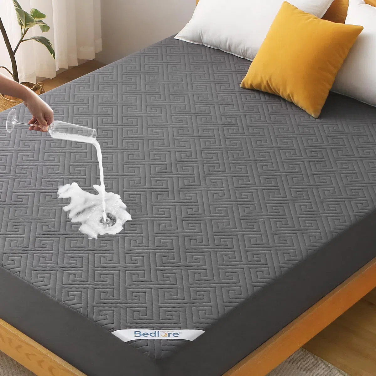 BEDLORE Matratzenschoner 140x200 cm Wasserdicht & Atmungsaktiv, Nässeschutz Matratzenauflage (bis 30cm Steghöhe) Verrutscht Nicht, Glatt & Haarfrei, Waschbarer Matratzenbezug, Oeko-TEX (Dunkelgrau)