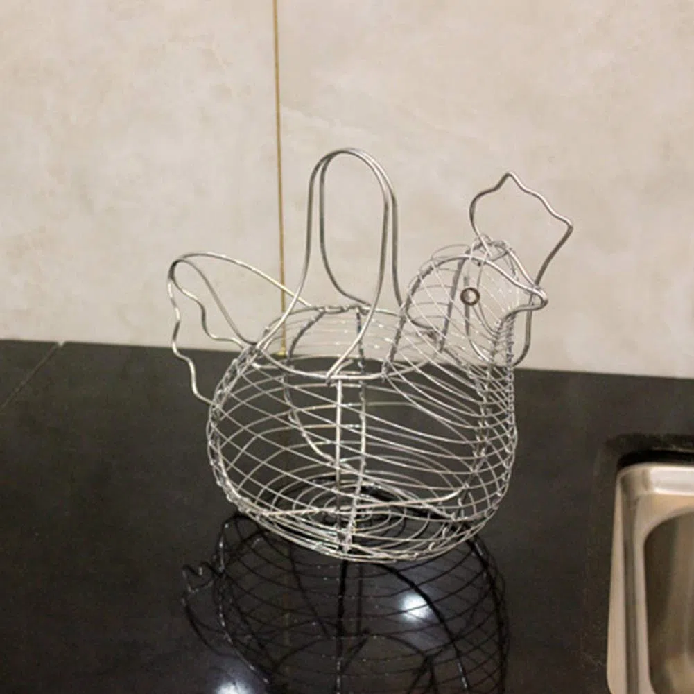 Verchromte Draht Huhn-Shaped Ei-Halter Korb