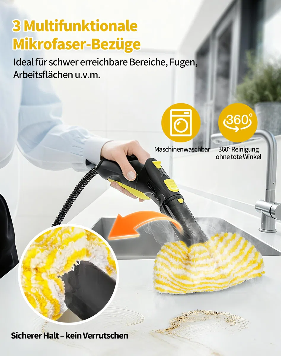 9 Stück Zubehör für Kärcher EasyFix SC2 SC3 SC4 SC5 - inkl. 6 Bodentücher & 3 Mikrofaser-Wischbezüge für Kärcher Dampfreiniger EasyFix Serie