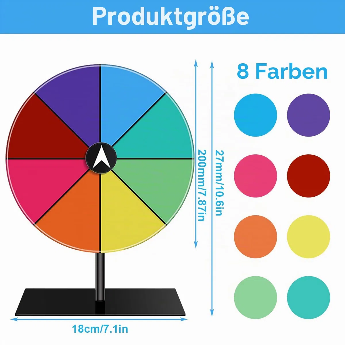 Glücksrad zum Drehen 30 cm Glücksrad Zum Selbstgestalten mit Trocken Abwischbarem Marker und Radiergummi für Partys, Pubs, Messen und Karneval