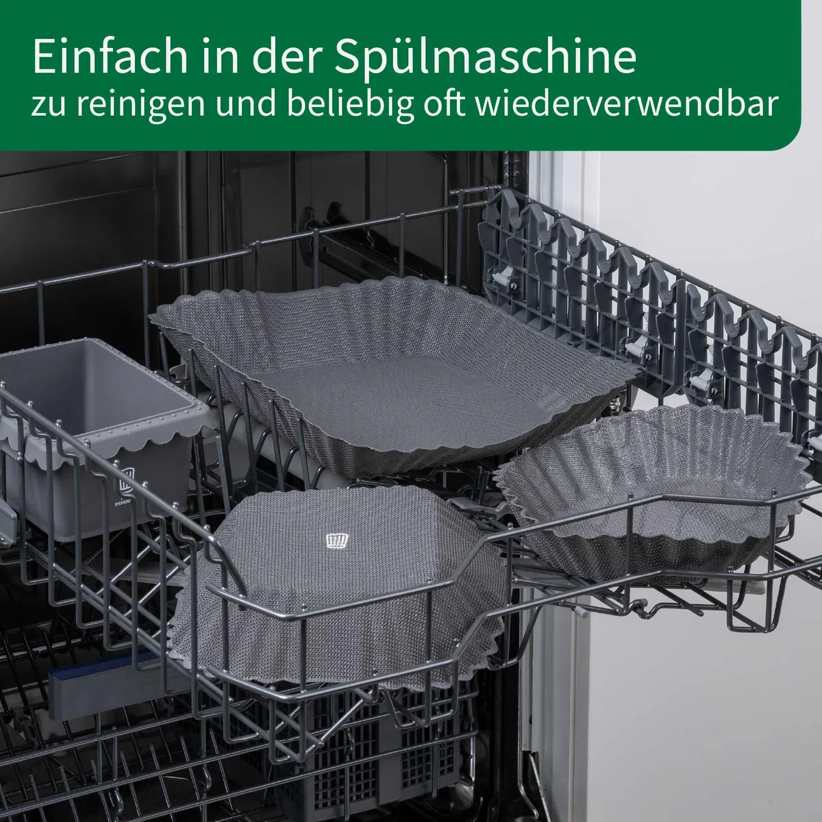 FACKELMANN Chefkoch trifft Mini-Kastenform für Heißluftfritteuse und Backofen – Ideal für Brot und Kuchen, Silikonform für Airfryer, Dunkelgrau, 17x13x7,5 cm, für 500g Teig geeignet